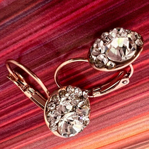 crystal cluster rose gold earrings