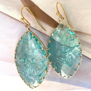 cracked glass drop earrings
