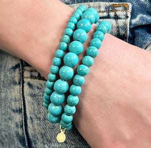 triple natural turquoise stack set
