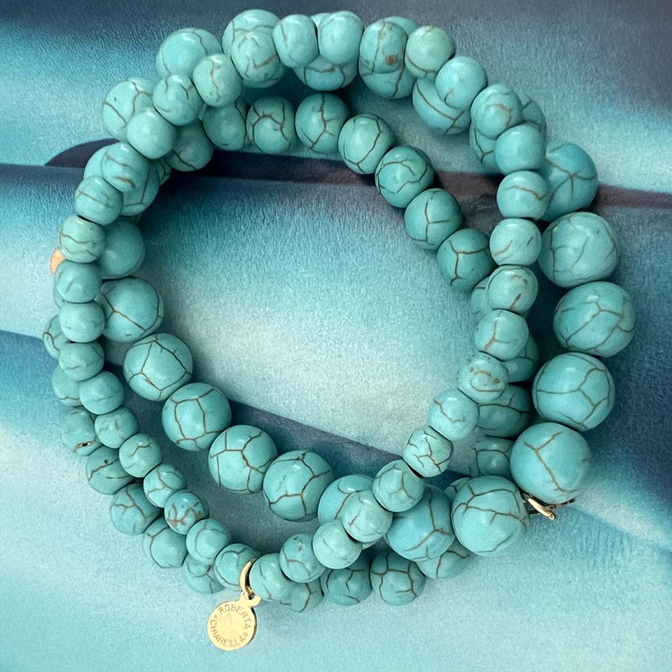 triple natural turquoise stack set