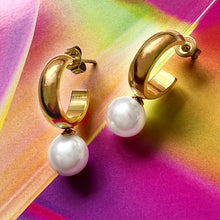Load image into Gallery viewer, pearl cuff hoops
