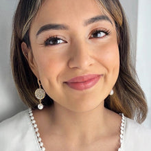 Load image into Gallery viewer, very sparkly pearl drop earring