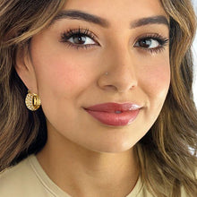 Load image into Gallery viewer, triple crystal round hoops