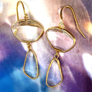 double drop multi crystal earrings