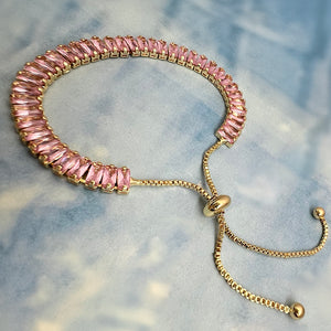 pink crystal bolo bracelet