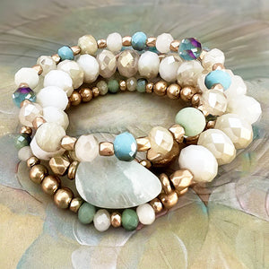 molte forme crystal & stone bracelet set