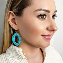 Load image into Gallery viewer, faceted beads & raffia wrapped drop earrings