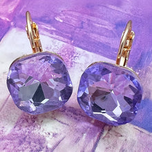 Load image into Gallery viewer, perfect square crystal tanzanite drop earrings FREE GIFT