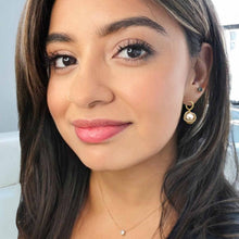 Load image into Gallery viewer, pave pearl circle earrings
