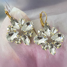 Load image into Gallery viewer, clear crystal statement flower earrings