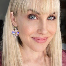 Load image into Gallery viewer, light pink crystal statement flower earrings