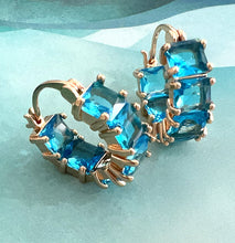 Load image into Gallery viewer, inside out blue zircon hoops