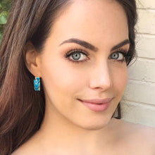 Load image into Gallery viewer, inside out blue zircon hoops