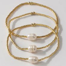 Load image into Gallery viewer, freshwater pearl & miyuki glass stretch bracelet set