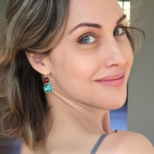Load image into Gallery viewer, orecchini di cristallo blu e rosso