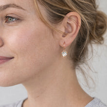 Load image into Gallery viewer, crystal rose gold heart hoops