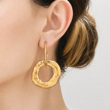 Load image into Gallery viewer, bold hammered gold hoop earring