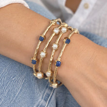 Load image into Gallery viewer, sapphire & pearl luxe bracelet set
