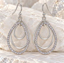 Load image into Gallery viewer, celestial platinum sparkle earrings