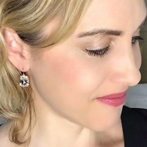 emerald cut CZ earrings - supersize