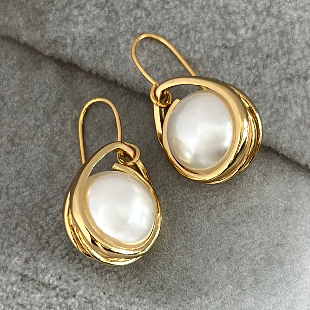 wrapped pearl drop earring