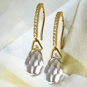 elegant pave briolette drop earrings