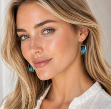 Load image into Gallery viewer, blue green ombre crystal earrings
