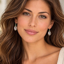 Load image into Gallery viewer, crystal &amp; emerald oval drop earrings
