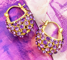 Load image into Gallery viewer, tanzanite crystal cresent hoops
