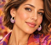 Load image into Gallery viewer, tanzanite crystal cresent hoops
