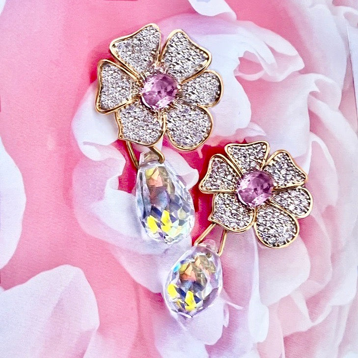 bellissimi fiori crystal drop earrings