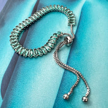 Load image into Gallery viewer, aqua crystal bolo bracelet
