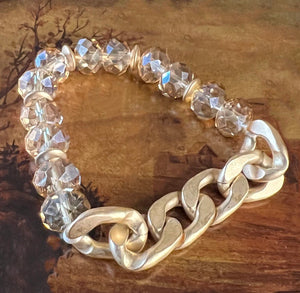 chunky bead large link crystal bracelet