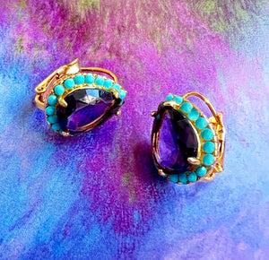 turchese e viola drop earrings