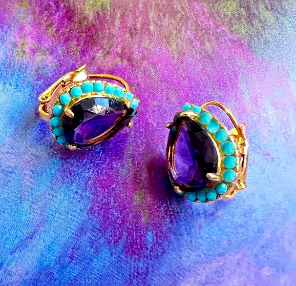 turchese e viola drop earrings