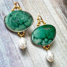 Load image into Gallery viewer, terre mar green turquoise pearl drops
