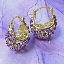 Load image into Gallery viewer, tanzanite crystal cresent hoops
