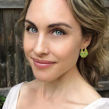 Load image into Gallery viewer, peridot crystal crescent hoops
