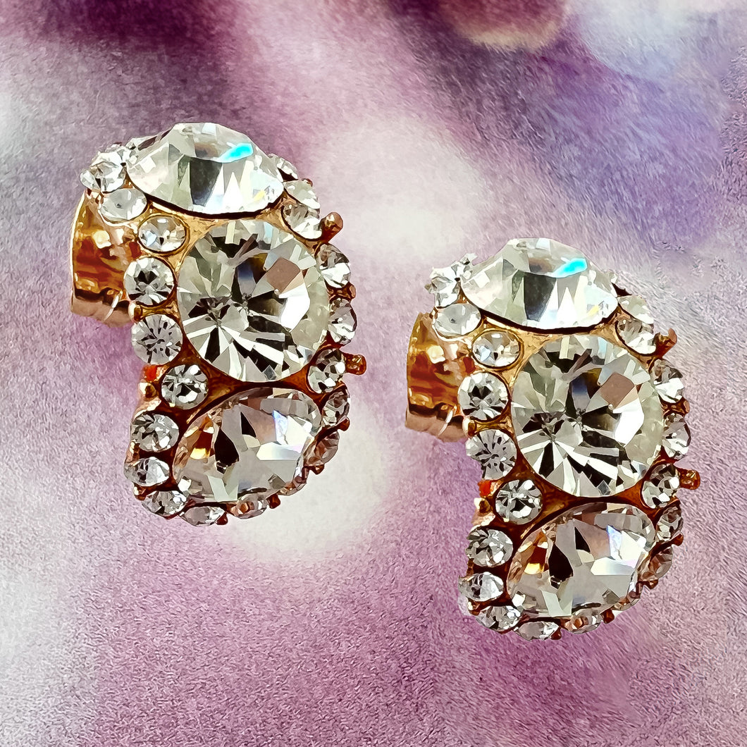 curva cristallina clear crystal post earrings