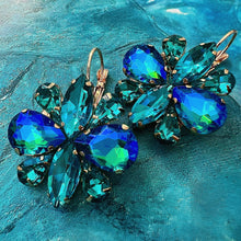 Load image into Gallery viewer, indicolite crystal statement flower earrings
