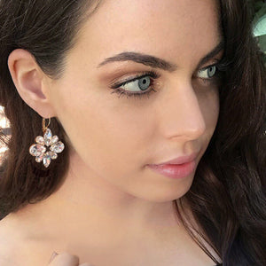 clear crystal statement flower earrings