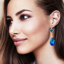 Load image into Gallery viewer, cristallo bermuda blue double drop earrings
