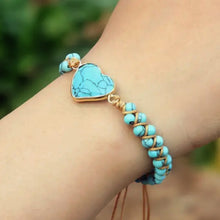 Load image into Gallery viewer, natural stone turquoise heart bolo bracelet
