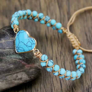 natural stone turquoise heart bolo bracelet