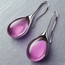 Load image into Gallery viewer, simple amethyst water drop earrings
