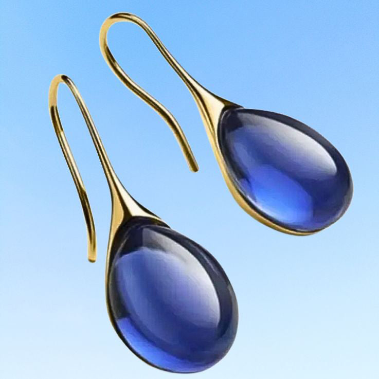 simple royal water drop earrings