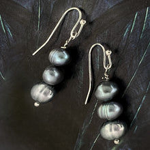 Load image into Gallery viewer, classic deep silver pearl earrings
