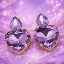 Load image into Gallery viewer, cuore scintillante tanzanite crystal  earring
