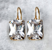 Load image into Gallery viewer, emerald cut CZ earrings
