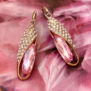 pave pink pod earrings